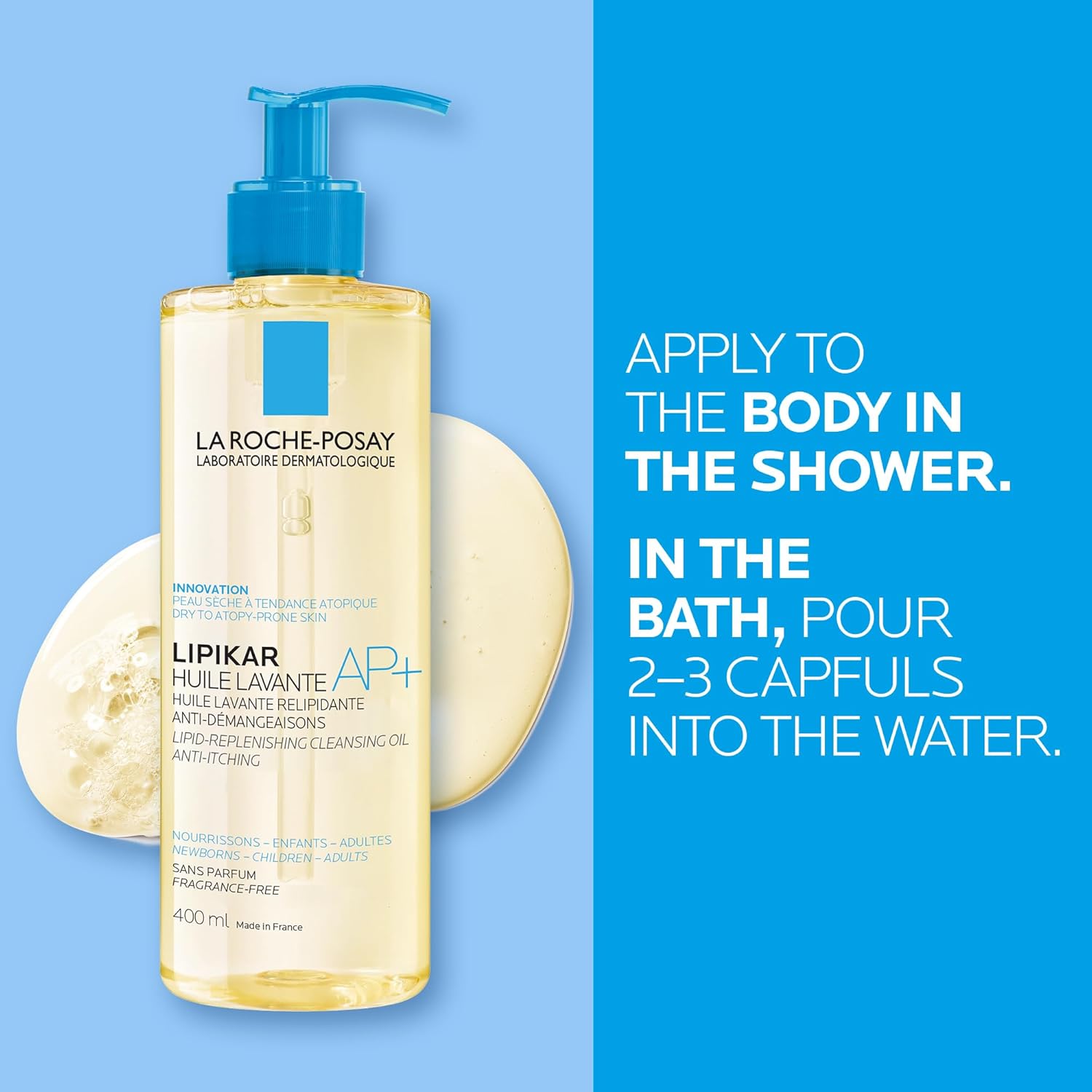 La Roche-Posay Lipikar AP+ Gentle Foaming Cleansing Oil, Gentle Oil Cleanser for Face and Body Formulated with Niacinamide, Long-Lasting 24-hour Hydration, Fragrance-Free & Soap Free